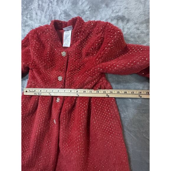 Blueberi Boulevard Red Faux Fur Sparkle Holiday Dress Coat Girls 6X - Picture 6 of 7